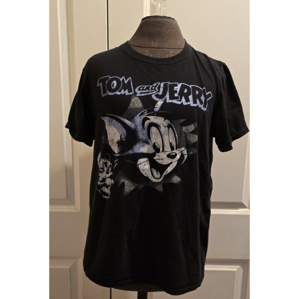 Vintage Men's Tom & Jerry Crewneck Short Sleeve Black Shirt Sz M
